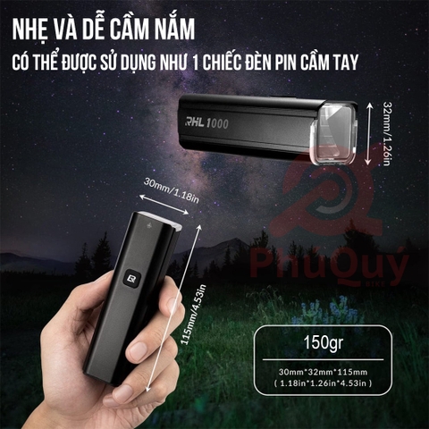 ĐÈN ROCKBROS 1000 LUMENS 4500mAh CHỐNG NƯỚC IPX6 RHL1000