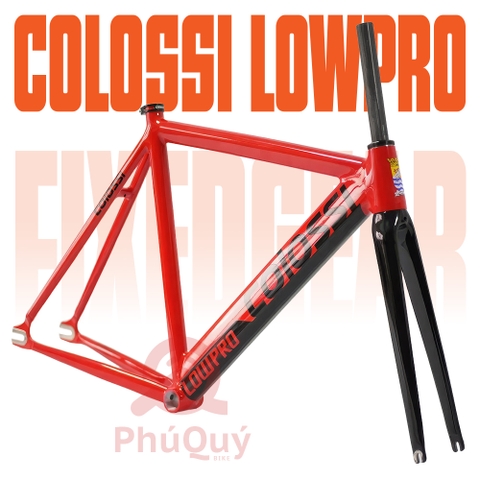 Khung COLOSSI FixedGear Kèm Phuộc CARBON Kèm Chén Cổ, Cốt Yên & Khóa Cốt Yên