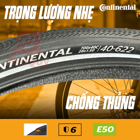 Vỏ 29x1.5 (700x40c) Continental CONTACT URBAN Gai Trơn Vỏ Trọc