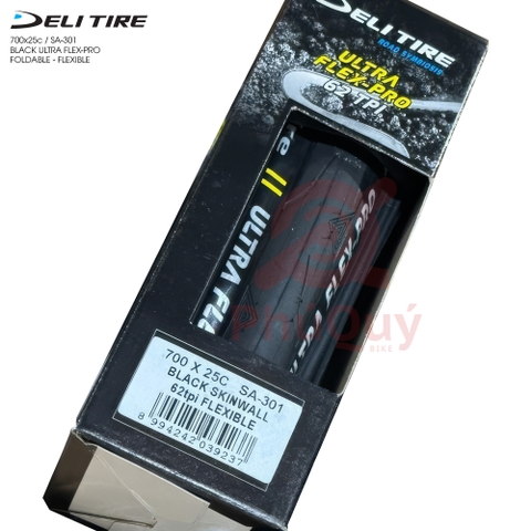 Vỏ Gấp Đen 700x25c Gai TAM GIÁC Deli Ultra Flex-Pro S-301