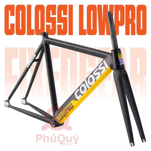 Khung COLOSSI FixedGear Kèm Phuộc CARBON Kèm Chén Cổ, Cốt Yên & Khóa Cốt Yên