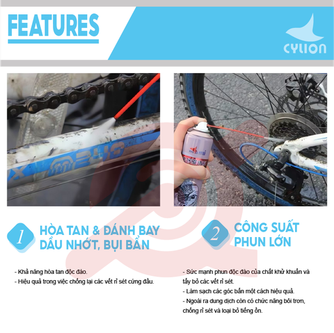 CHAI XỊT RỬA SÊN LÍP XE ĐẠP CYLION P09-03 300ml