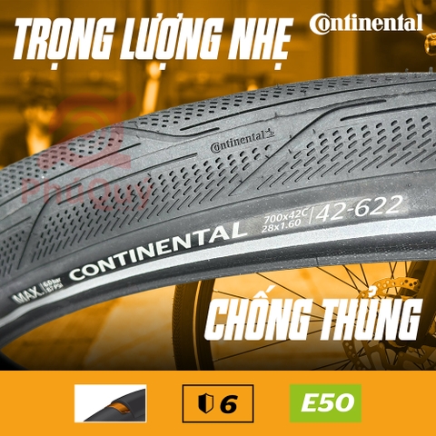 Vỏ 29x1.6 (700x42c) Continental CONTACT URBAN Gai Trơn Vỏ Trọc