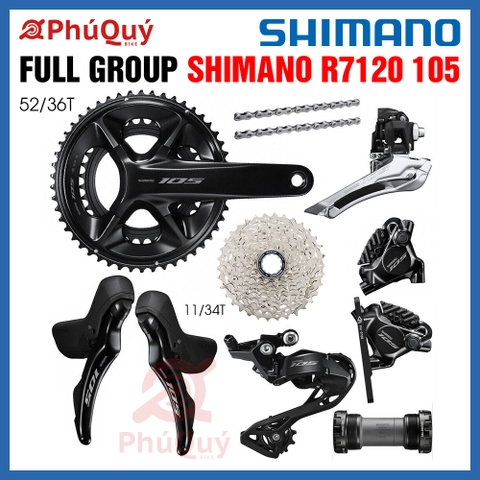 Group SHIMANO R7120 105 52/36  Líp 11/34 Không Đĩa Thắng