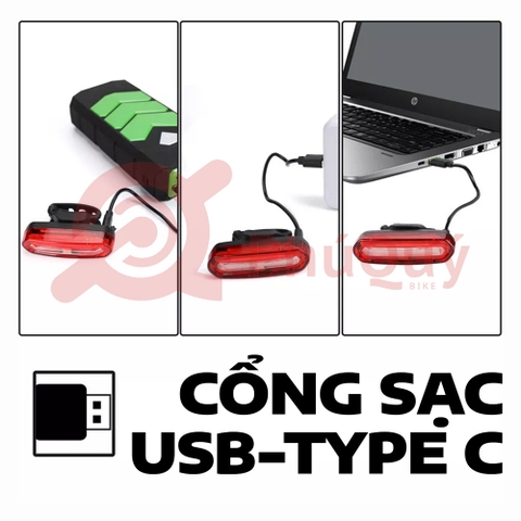 Đèn Hậu Cốt Yên NQY 3 Màu Đỏ Xanh Tím Sạc USB Chống Nước