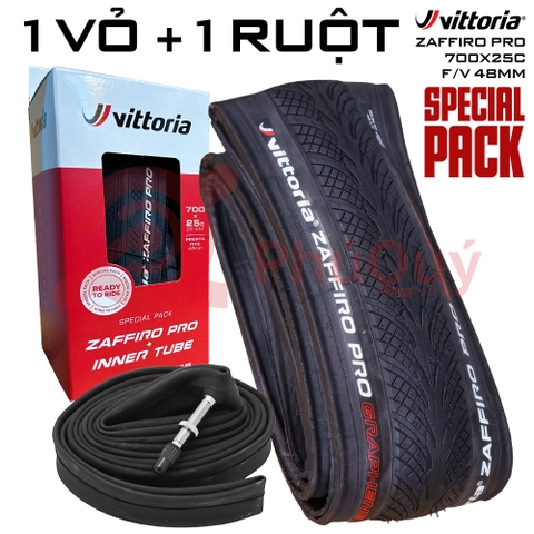 Vỏ Vittoria Zaffiro Pro 700x25c CÓ HỘP TẶNG KÈM RUỘT VAN FV 48mm