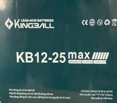 Ắc quy Xe Điện KingBall 12V25Ah (6.05kg) (1 thùng / 5 bình) (VAT)
