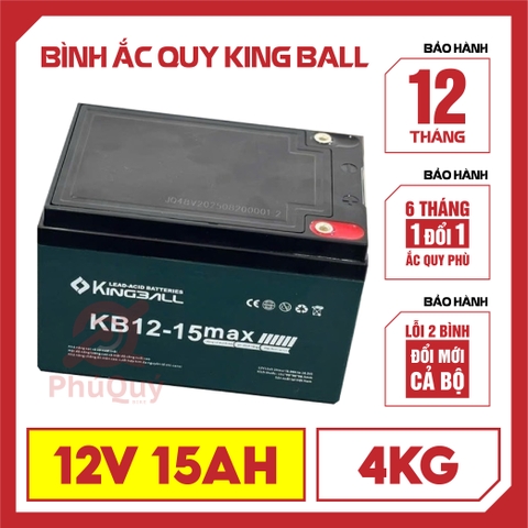 Ắc quy Xe Điện KingBall 12V15Ah (4kg) (1 thùng / 4 bình) (VAT)