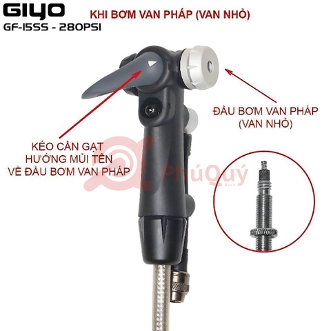 Bơm GIYO Nhôm GF-15SS Đầu Bơm Thông Minh DUNLOP / AV / FV / PHUỘC Chân Inoxz