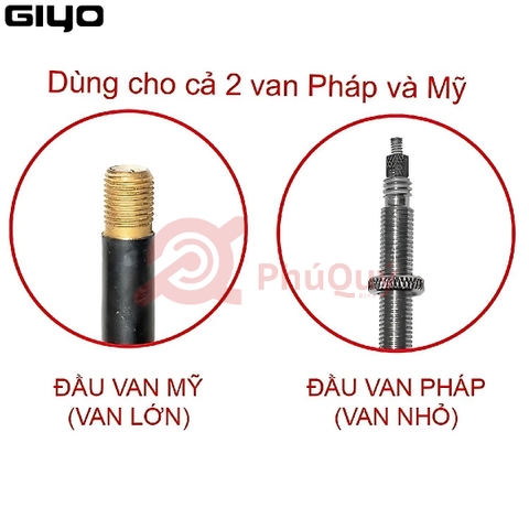 Bơm GIYO Nhôm GF-15SS Đầu Bơm Thông Minh DUNLOP / AV / FV / PHUỘC Chân Inoxz