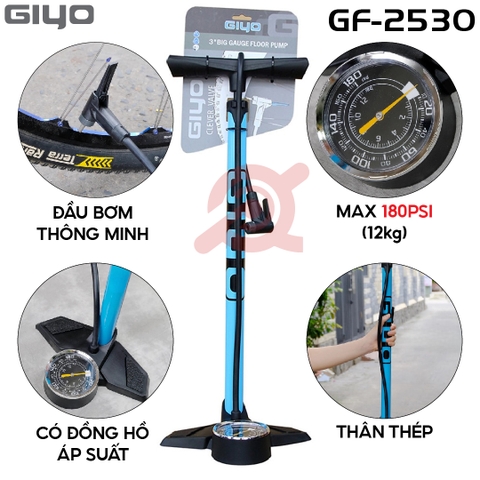 Bơm GIYO GF-2530 Xanh Lá & Xanh Dương Ống Thép