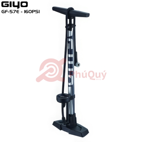 Bơm GIYO GF-57E Nhôm Có Đồng Hồ 160PSI Tem Vàng - Tem Xám Đầu Bơm 2in1