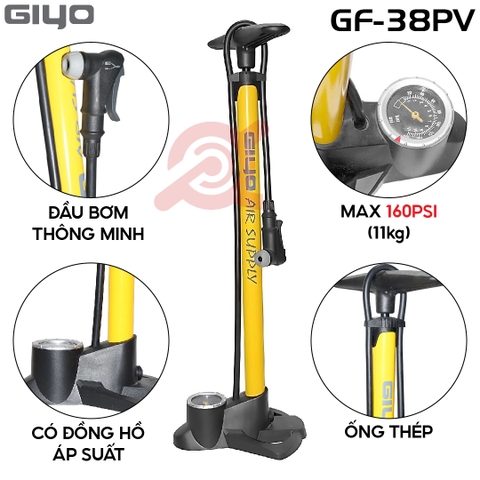 Bơm GIYO GF-38PV Màu Vàng Ống Thép Van Tự Động