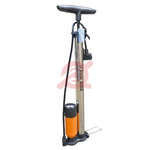 Bơm Tay Inox Ống 38 Có Bình Có Đồng Hồ RIDE BIKE