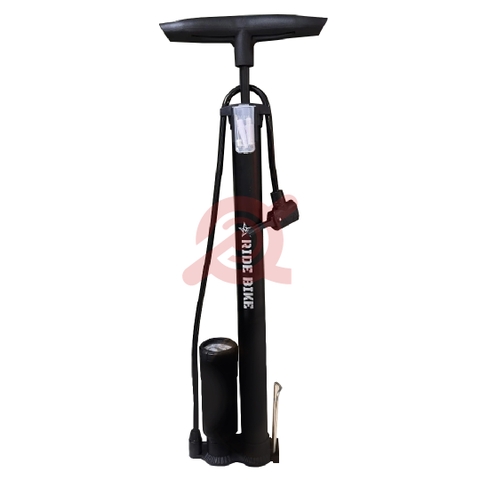 Bơm Tay Ống Đen Có Bình Có Đồng Hồ RIDE BIKE