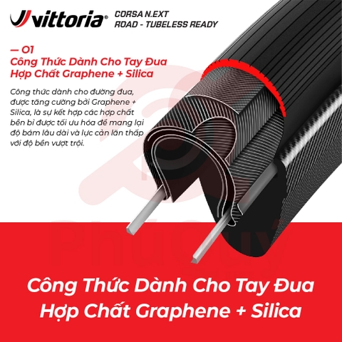 Vỏ Vittoria Corsa N.EXT Tubeless hộp 2 cái G2.0 tặng keo Sealant 80ml (VAT)