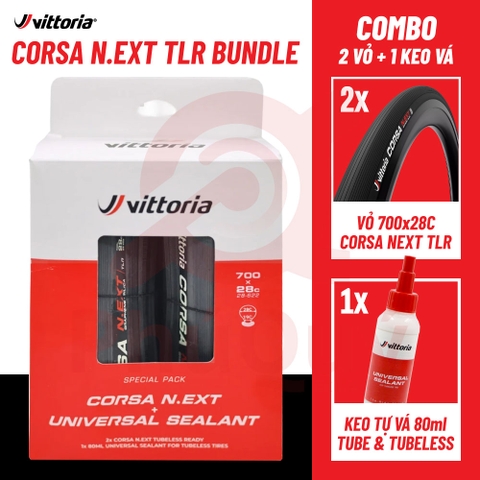 Vỏ Vittoria Corsa N.EXT Tubeless hộp 2 cái G2.0 tặng keo Sealant 80ml (VAT)