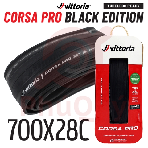 Vỏ Vittoria Corsa Pro Tubeless BLACK EDITION (VAT)