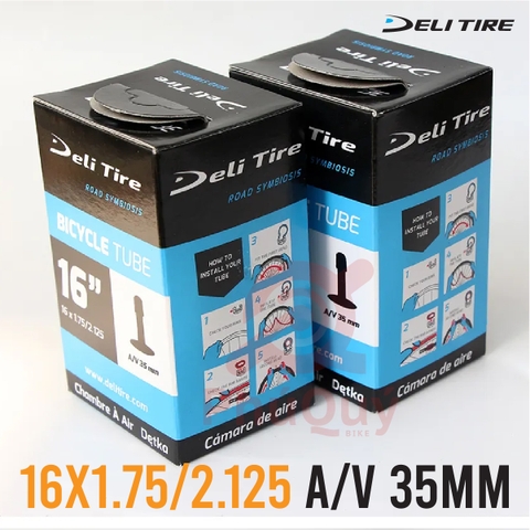 RUỘT XE ĐẠP DELI TIRE 16x1.75/2.125 Van Mỹ 35mm A/V