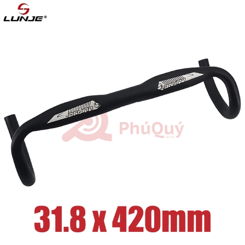 Ghi Đông Nhôm LUNJE 31.8 Cong Dẹp 420mm