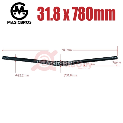 Ghi Đông MTB Cánh Én 31.8 MAGICBROS - ĐEN ĐỎ