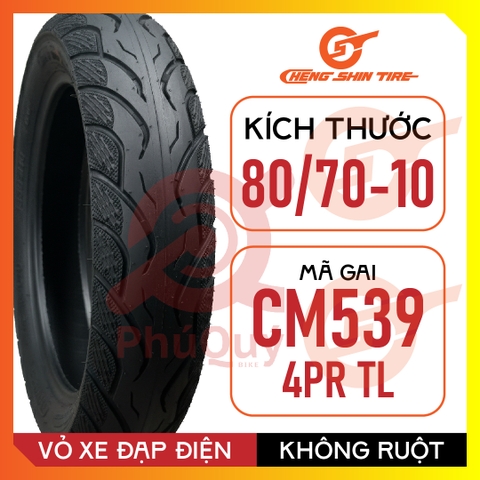 Vỏ Xe Điện Cheng Shin 80/70-10 CM539 Không Dùng Ruột (VAT)