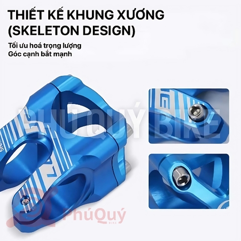 Pô tăng LUNJE Nhôm CNC 31.8 ĐEN ĐỎ XANH