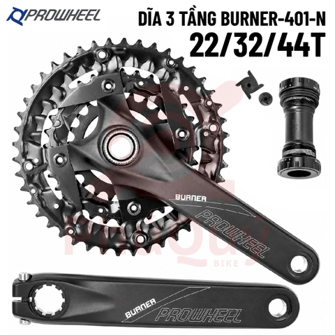 Dĩa PROWHEEL BURNER-401-22/32/44T-170mm Có Kèm BB Chính hãng