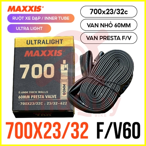 Ruột Maxxis VN siêu mỏng 700x23/32 FV 60mm (73gr) (VAT)