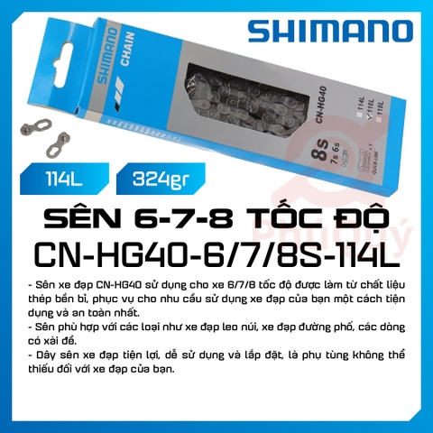 SÊN 8 HG40 SHIMANO (6/7/8 SPEED) 116 MẮC CÓ HỘP