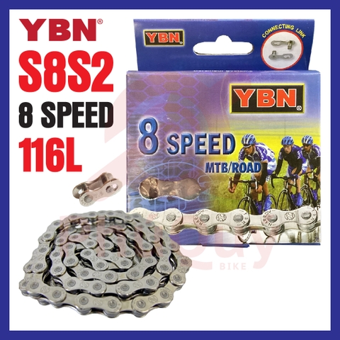 Sên 8 YBN S8 - S2 116L Chính Hãng Đài Loan Có Khóa Sên (VAT)