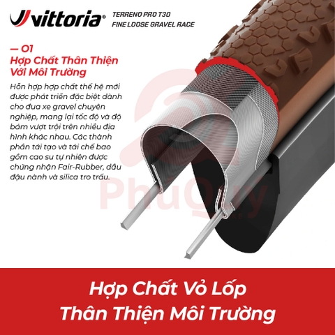 Vỏ Vittoria Terreno Pro T30 Fine Loose (Gai mịn) Gravel Race (VAT)