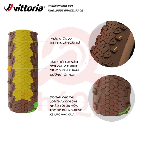 Vỏ Vittoria Terreno Pro T30 Fine Loose (Gai mịn) Gravel Race (VAT)