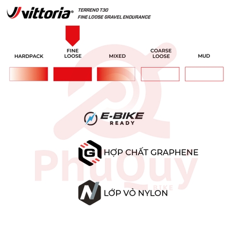 Vỏ Vittoria Terreno T30 Fine Loose (Gai mịn) Tubeless Gravel Endurance G2.0 (VAT)