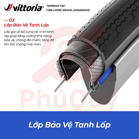 Vỏ 700x45c Vittoria Terreno T30 Fine Loose (Gai mịn) Gravel Endurance G2.0 (VAT)