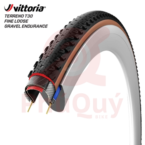 Vỏ 700x45c Vittoria Terreno T30 Fine Loose (Gai mịn) Gravel Endurance G2.0 (VAT)