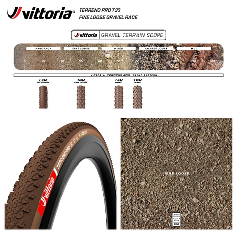 Vỏ Vittoria Terreno PRO T30 Fine Loose (Gai mịn) Gravel Race (VAT)