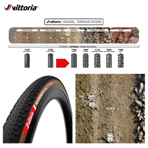 Vỏ Vittoria Terreno T50 Mixed 45-622 không hộp Gravel Endurance Full Đen G2.0 (VAT)
