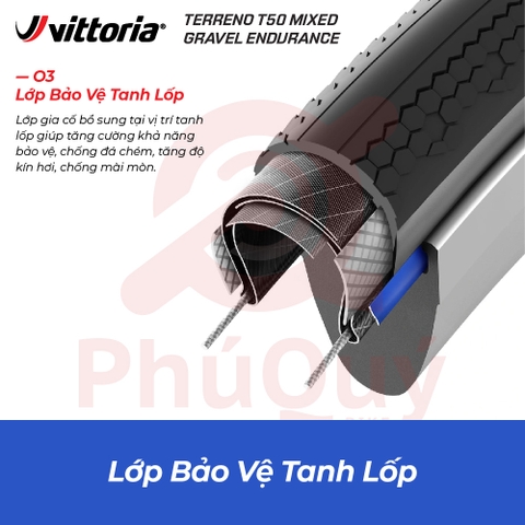 Vỏ Vittoria Terreno T50 Mixed 45-622 không hộp Gravel Endurance Full Đen G2.0 (VAT)