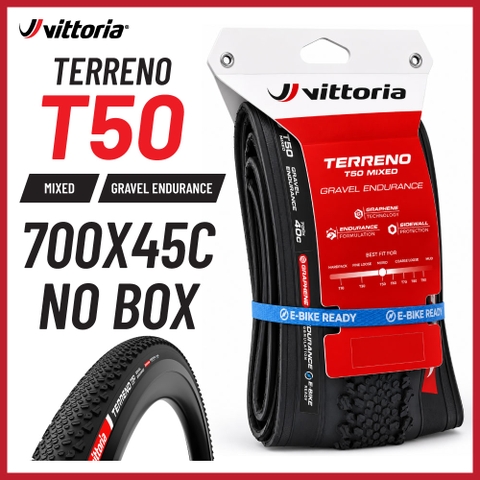 Vỏ Vittoria Terreno T50 Mixed 45-622 không hộp Gravel Endurance Full Đen G2.0 (VAT)