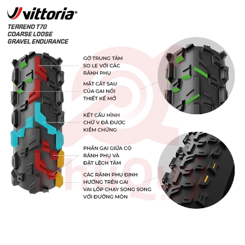 Vỏ Vittoria Terreno T70 Coarse Loose 45-622 Gravel Endurance Full Đen G2.0 (VAT)