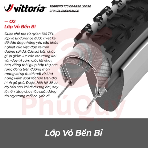 Vỏ Vittoria Terreno T70 Coarse Loose 45-622 Gravel Endurance Full Đen G2.0 (VAT)