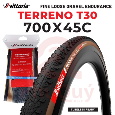 Vỏ 700x45c Vittoria Terreno T30 Fine Loose (Gai mịn) Gravel Endurance G2.0 (VAT)