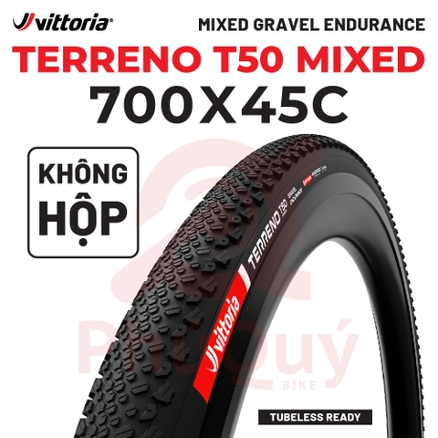 Vỏ Vittoria Terreno T50 Mixed 45-622 không hộp Gravel Endurance Full Đen G2.0 (VAT)