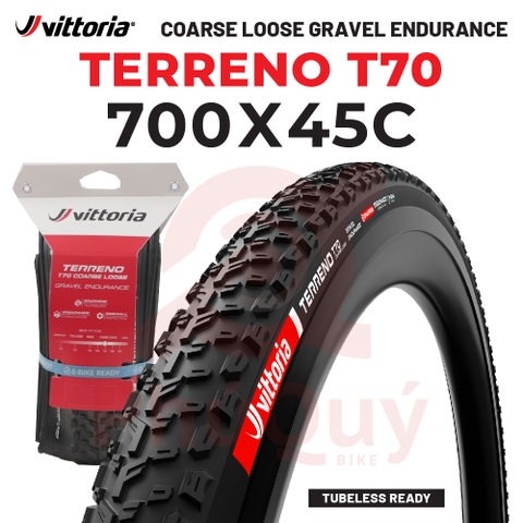 Vỏ Vittoria Terreno T70 Coarse Loose 45-622 Gravel Endurance Full Đen G2.0 (VAT)