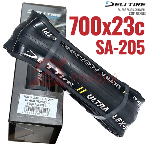 Vỏ gấp đen 700x23c Deli Ultra Flex-Pro gai trọc SA-205 (VAT)