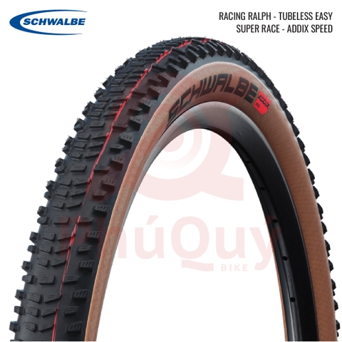 Vỏ SCHWALBE 29x2.25 RACING RALPH GẤP TUBELESS HÔNG NÂU