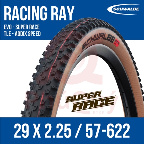 Vỏ Schwalbe 29x2.25 RACING RAY EVO TUBELESS EASY Super Race Hông Nâu
