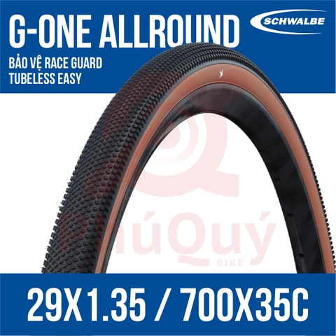 Vỏ SCHWALBE G-One Allround TUBELESS Hông Nâu 700x35c / 28x1.35 / 29x1.35
