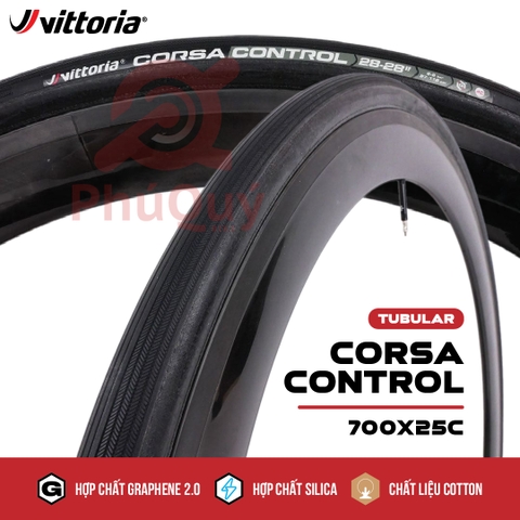 Vỏ Tubular đen 700x25c Vittoria Corsa Control Graphene 2.0